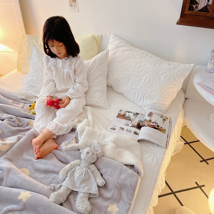 91家纺网 家纺一手货源 找家纺 顾里家纺 2021新款ins网红少女心暖肤羊羔绒毯 星空