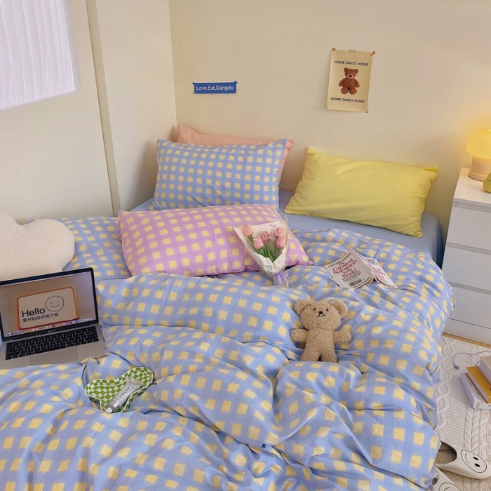 91家纺网 家纺一手货源 找家纺 顾里家纺202140支高密度奶油撞色水洗棉四件套 雪山芝士