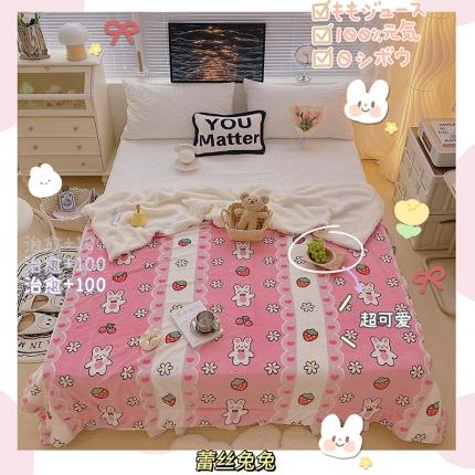 91家纺网 家纺一手货源 找家纺 顾里 2021新款ins网红少女心暖肤羊羔绒毯实拍图蕾丝兔兔