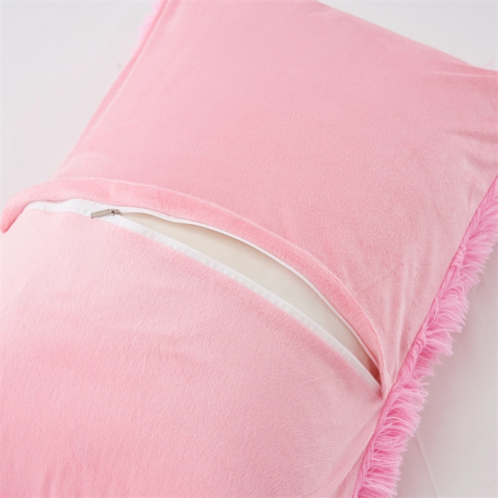 91家纺网 家纺一手货源 找家纺 品尚嘉家纺2025新款纯色水貂绒四件套长毛绒保暖套件 粉色