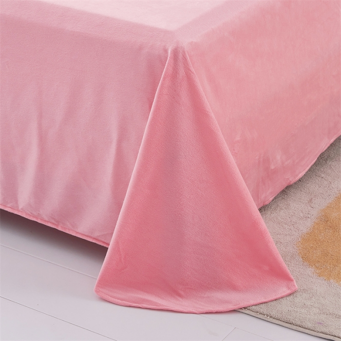 91家纺网 家纺一手货源 找家纺 品尚嘉家纺2025新款纯色水貂绒四件套长毛绒保暖套件 粉色