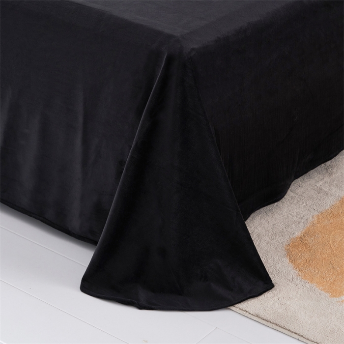 91家纺网 家纺一手货源 找家纺 品尚嘉家纺2025新款纯色水貂绒四件套长毛绒保暖套件 黑色