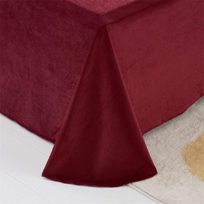 91家纺网 家纺一手货源 找家纺 品尚嘉家纺2025新款纯色水貂绒四件套长毛绒保暖套件 酒红