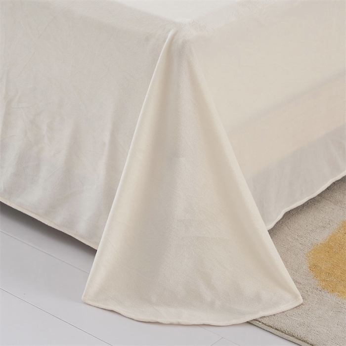 91家纺网 家纺一手货源 找家纺 品尚嘉家纺2025新款纯色水貂绒四件套长毛绒保暖套件 奶白