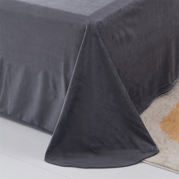 91家纺网 家纺一手货源 找家纺 品尚嘉家纺2023新款纯色水貂绒四件套长毛绒保暖套件 深灰