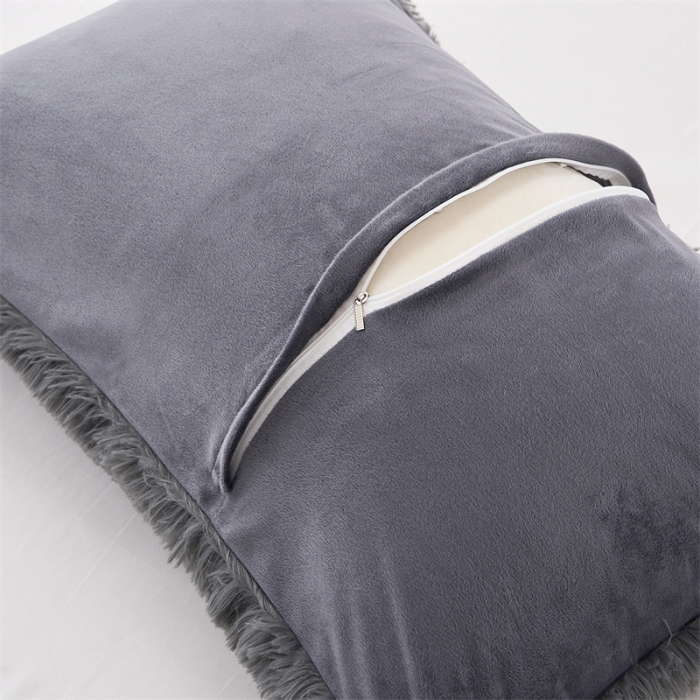 91家纺网 家纺一手货源 找家纺 品尚嘉家纺2023新款纯色水貂绒四件套长毛绒保暖套件 深灰