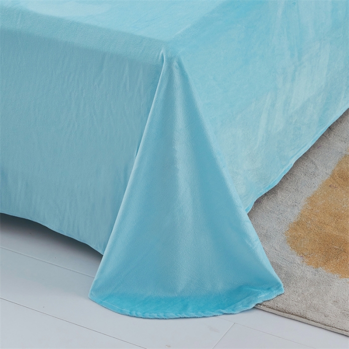 91家纺网 家纺一手货源 找家纺 品尚嘉家纺2025新款纯色水貂绒四件套长毛绒保暖套件 天蓝