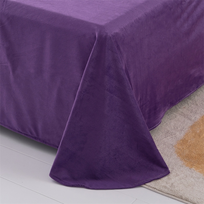 91家纺网 家纺一手货源 找家纺 品尚嘉家纺2025新款纯色水貂绒四件套长毛绒保暖套件 紫色