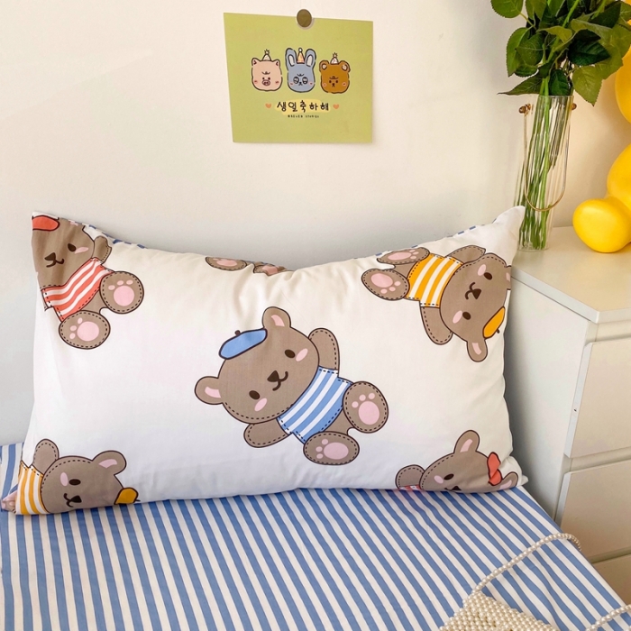 91家纺网 家纺一手货源 找家纺 顾里40支13372奶油系精梳全棉四季款四件套 帽子小熊