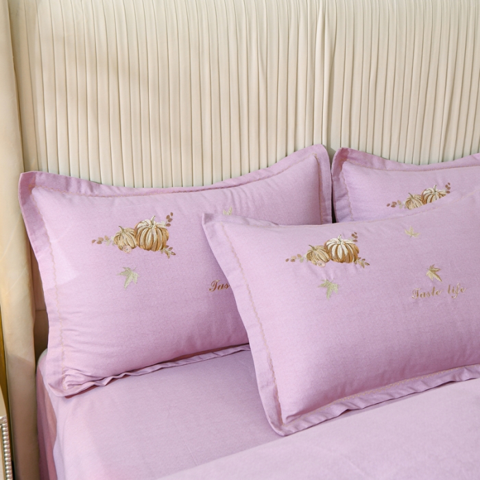 91家纺网 家纺一手货源 找家纺 百花王 2021新款全棉绣花刺绣四件套 粉色