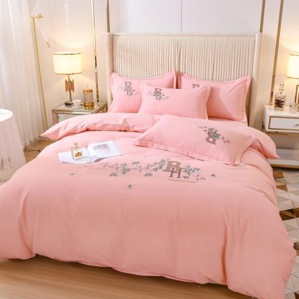 91家纺网 家纺一手货源 找家纺 百花王 2021新款全棉绣花刺绣四件套 玉色,玉色