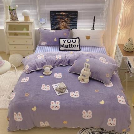 91家纺网 家纺一手货源 找家纺 （总）顾里家纺2021新款ins韩国高端保暖牛奶绒四件套