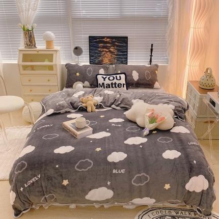 91家纺网 家纺一手货源 找家纺 （总）顾里家纺2021新款ins韩国高端保暖牛奶绒四件套