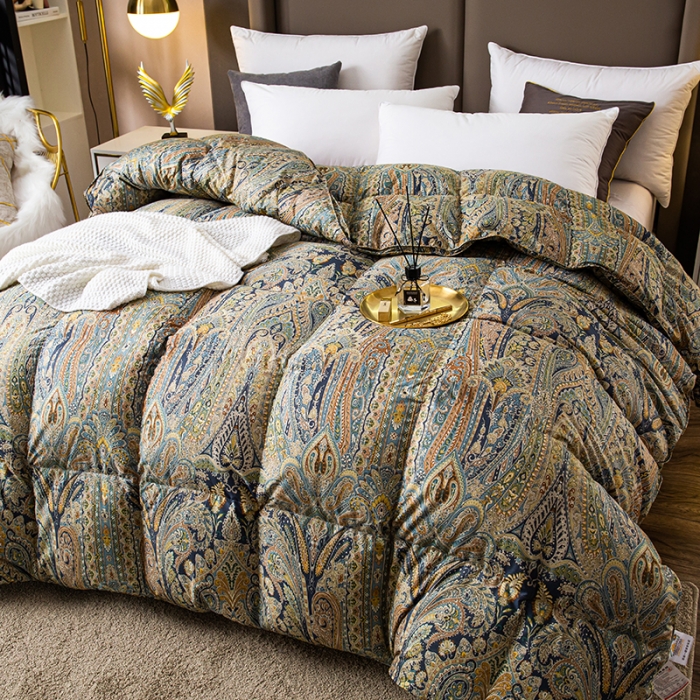 91家纺网 家纺一手货源 找家纺 俏企鹅 2025新款孔雀开屏羽绒被芯冬被春秋被子 深蓝