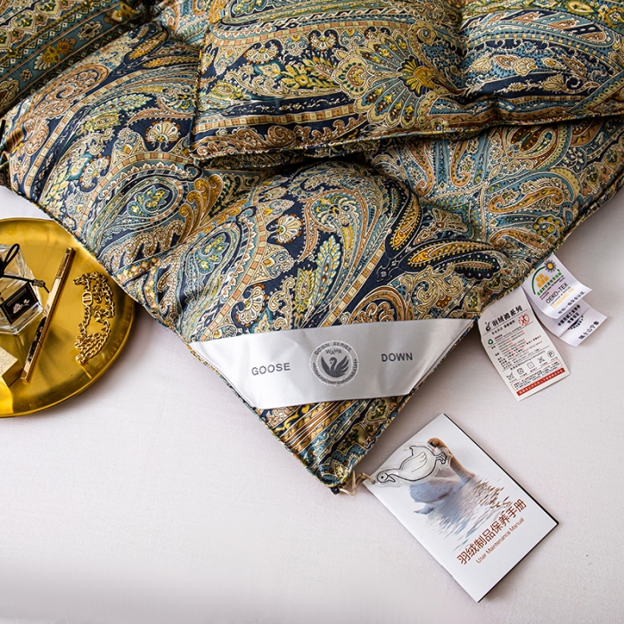 91家纺网 家纺一手货源 找家纺 俏企鹅 2025新款孔雀开屏羽绒被芯冬被春秋被子 深蓝