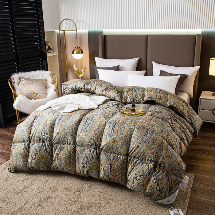 91家纺网 家纺一手货源 找家纺 俏企鹅 2025新款孔雀开屏羽绒被芯冬被春秋被子 深蓝