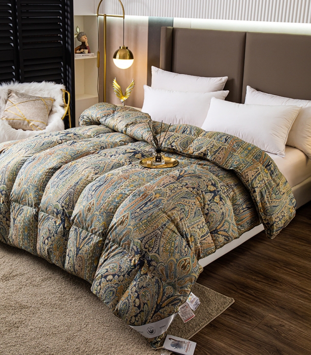 91家纺网 家纺一手货源 找家纺 俏企鹅 2025新款孔雀开屏羽绒被芯冬被春秋被子 深蓝