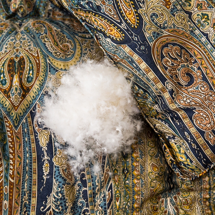 91家纺网 家纺一手货源 找家纺 俏企鹅 2025新款孔雀开屏羽绒被芯冬被春秋被子 深蓝