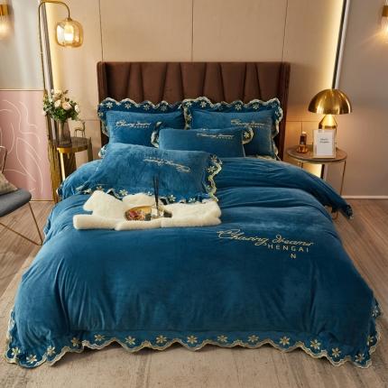 恒爱 2021新款宝宝绒四件套梦想生活系列 宾利蓝