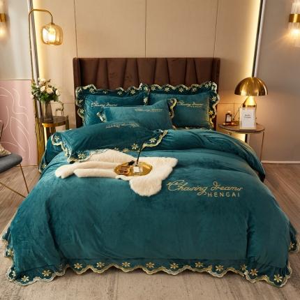 恒爱 2021新款宝宝绒四件套梦想生活系列 橄榄绿