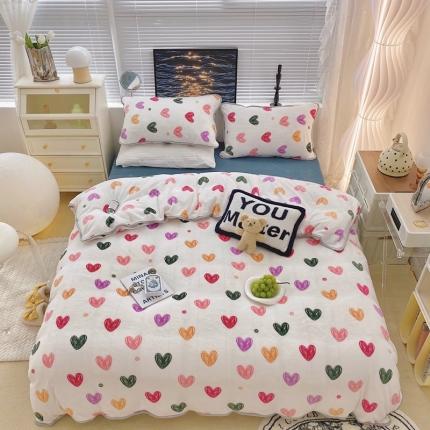 91家纺网 家纺一手货源 找家纺 顾里家纺2021新款ins韩国高端保暖牛奶绒四件套少女心