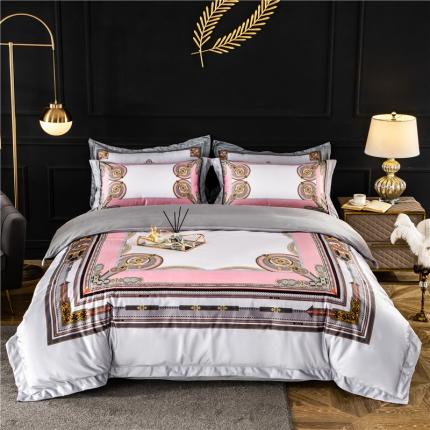 91家纺网 家纺一手货源 找家纺 （总）青竹苑 2021新款真丝绒数码印花四件套