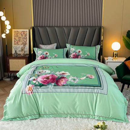 91家纺网 家纺一手货源 找家纺 （总）青竹苑 2021新款真丝绒数码印花四件套