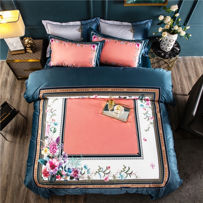 91家纺网 家纺一手货源 找家纺 青竹苑 2021新款真丝绒数码印花四件套 祖玛珑-兰