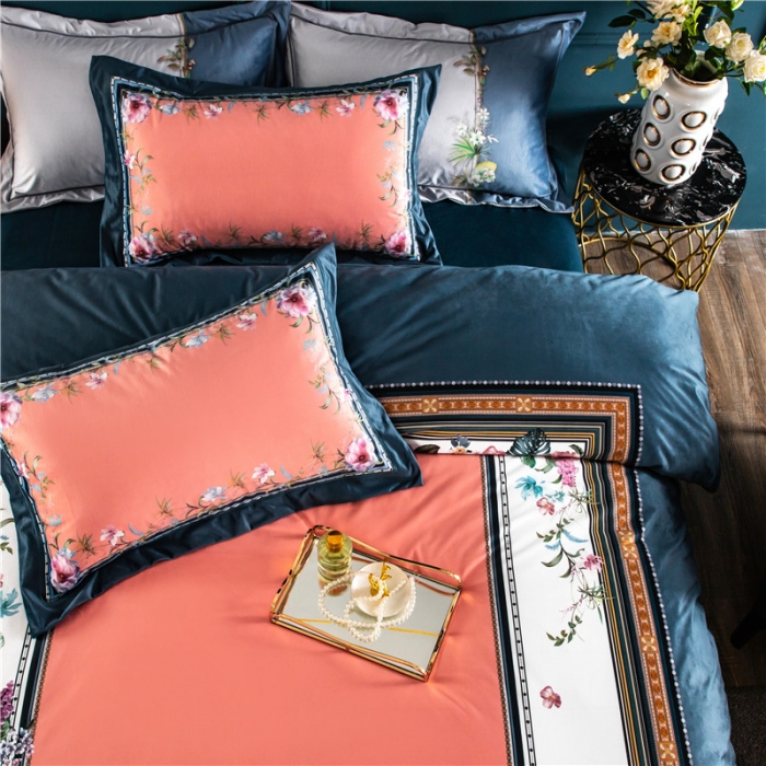 91家纺网 家纺一手货源 找家纺 青竹苑 2021新款真丝绒数码印花四件套 祖玛珑-兰