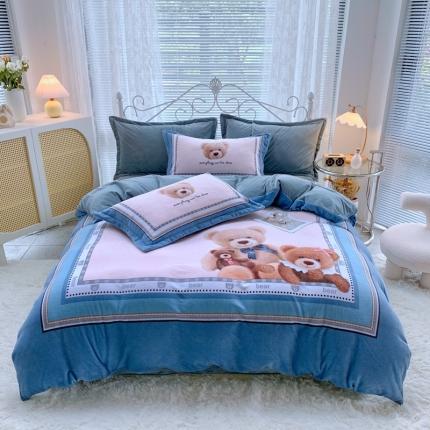 91家纺网 家纺一手货源 找家纺 （总）青竹苑 2021新款宝宝绒大版数码印花四件套