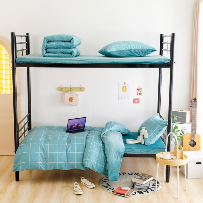 91家纺网 家纺一手货源 找家纺 鑫宇 2022新款棉加绒学生三件套 浮华之城-绿