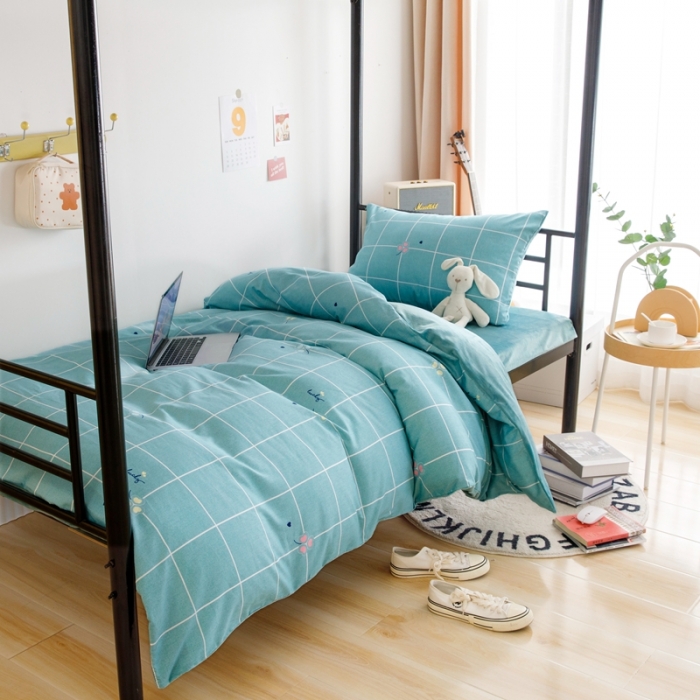 91家纺网 家纺一手货源 找家纺 鑫宇 2022新款棉加绒学生三件套 浮华之城-绿