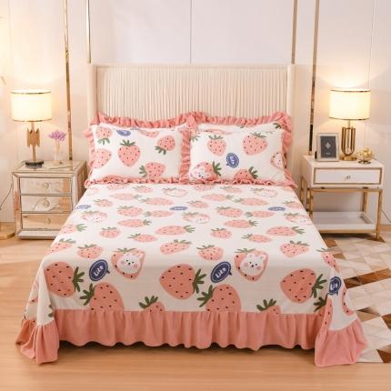 91家纺网 家纺一手货源 找家纺 （总）爱妮玖玖家纺 2021新款素印款牛奶绒花边床单