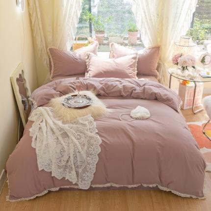 千朵 2021年新款直播爆款全棉水洗棉四件套 水洗棉豆沙