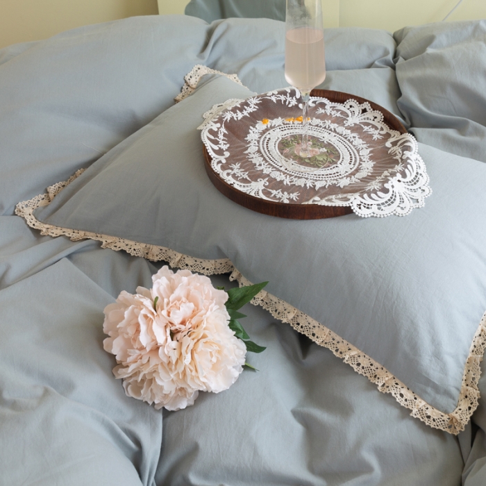 91家纺网 家纺一手货源 找家纺 千朵 2021年新款直播爆款全棉水洗棉四件套 水洗棉兰灰