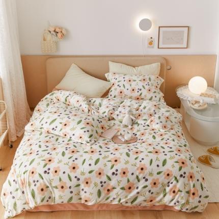 91家纺网 家纺一手货源 找家纺 （总）时光里 2021新款230克牛奶绒印花四件套