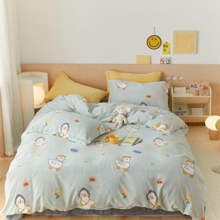 91家纺网 家纺一手货源 找家纺 （总）时光里 2021新款230克牛奶绒印花四件套