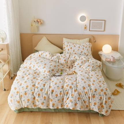 91家纺网 家纺一手货源 找家纺 （总）时光里 2021新款230克牛奶绒印花四件套