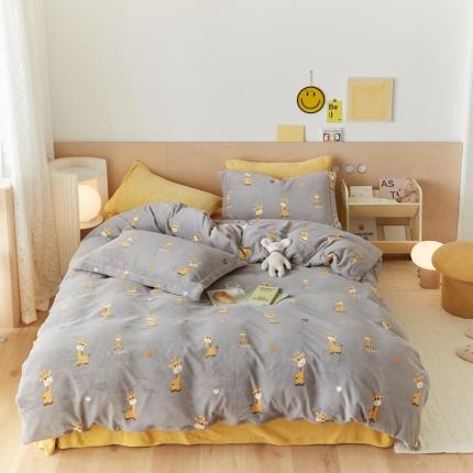 91家纺网 家纺一手货源 找家纺 （总）时光里 2021新款230克牛奶绒印花四件套