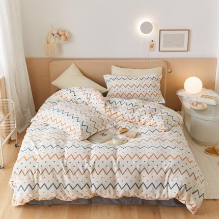 （总）时光里 2021新款230克牛奶绒印花四件套