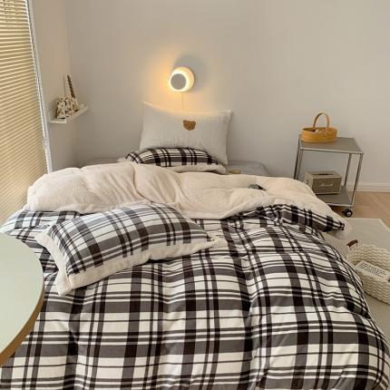 91家纺网 家纺一手货源 找家纺 顾里 2021新款ins奶油发热牛奶绒羊羔四件套 奥利奥