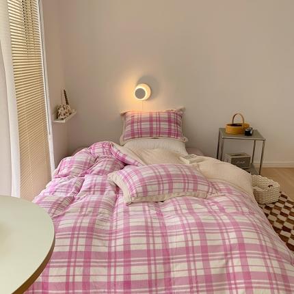 91家纺网 家纺一手货源 找家纺 顾里 2021新款ins奶油发热牛奶绒羊羔四件套 初恋紫