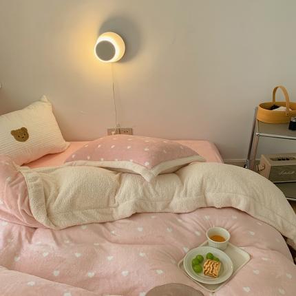 91家纺网 家纺一手货源 找家纺 顾里 2021新款ins奶油发热牛奶绒羊羔四件套 粉心