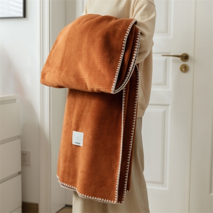 91家纺网 家纺一手货源 找家纺 牛奶绒双层复合毯华夫格毛毯绒毯休闲盖毯多功能 蒂芙尼绿