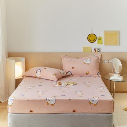 91家纺网 家纺一手货源 找家纺 （总）时光里 2021新款230克牛奶绒印花单床笠