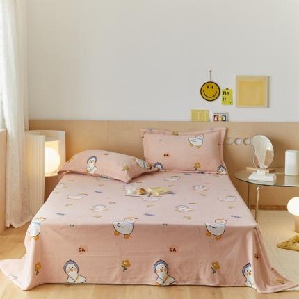 91家纺网 家纺一手货源 找家纺 （总）时光里 2021新款230克牛奶绒印花单床单