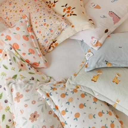 （总）时光里 2021新款230克牛奶绒印花枕套