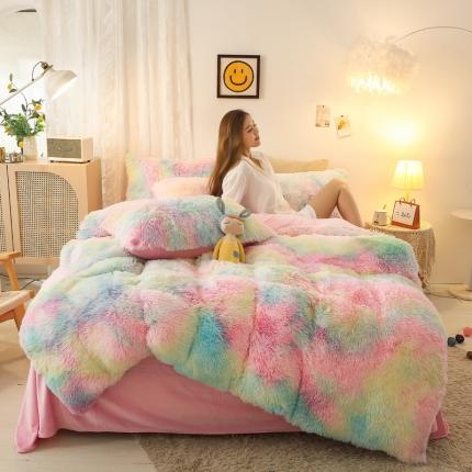 91家纺网 家纺一手货源 找家纺 邦妮 2024新款水貂绒彩色四件套 日落