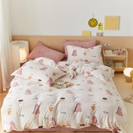 91家纺网 家纺一手货源 找家纺 （总）时光里 2021新款230克牛奶绒印花单被套