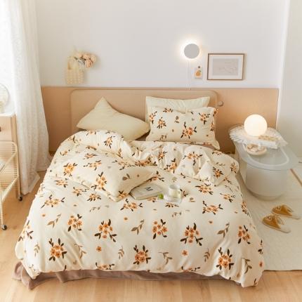 91家纺网 家纺一手货源 找家纺 （总）时光里 2021新款230克牛奶绒印花单被套